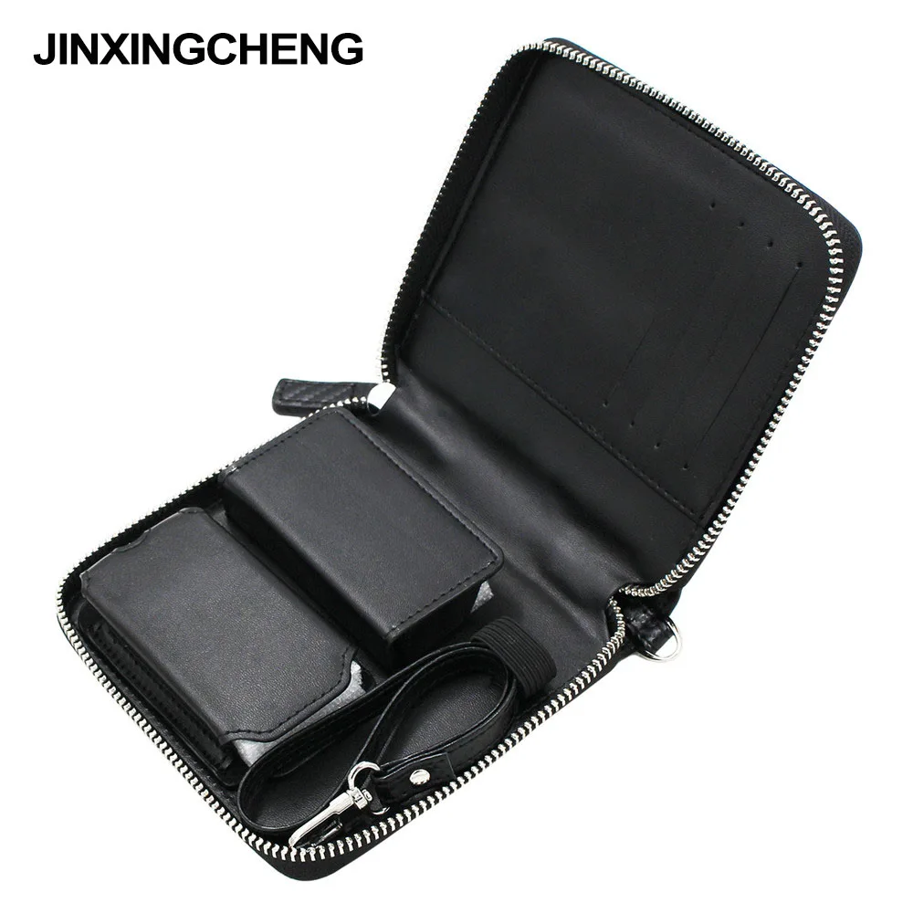 

Двухцветный кожаный флип-чехол JINXINGCHENG из углеродного волокна для IQOS 2,4 Plus 3,0/3DUO, аксессуары для сумок IQOS, чехол на молнии со слотом для карт