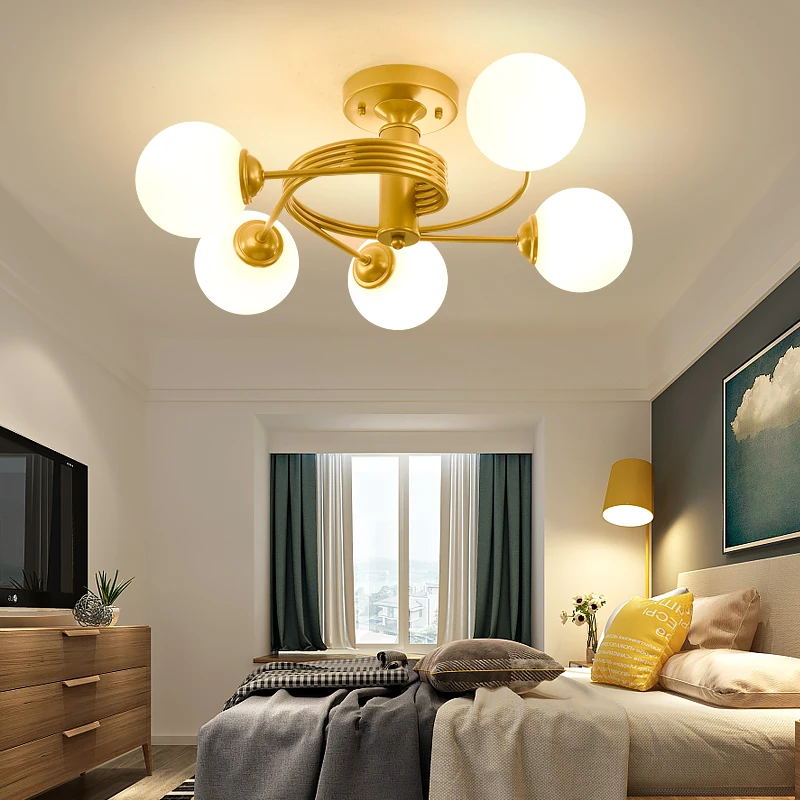 Luces de techo LED modernas para habitación de niños, lámpara de techo de cristal de pasillo nórdico, accesorio de iluminación dorado, plafón para sala de estar