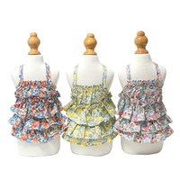 summer puppy clothes puppies small dogs teddy yorkshire xishi blue and white red and white plaid suspender skirt with hat