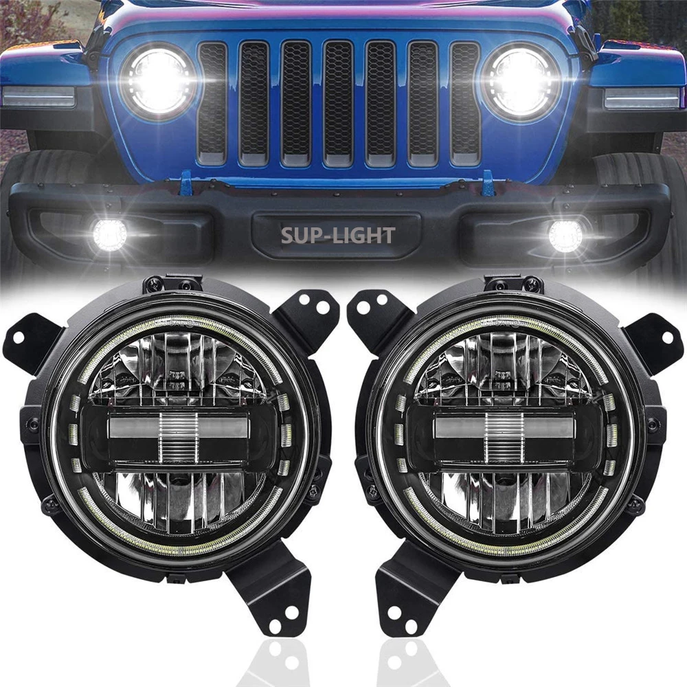 

2PCS 7 Inch LED Headlights with JL Mounting Bracket Adapters For Jeep Wrangler JK JL JLU Sahara Rubicon Sport 2018-2021