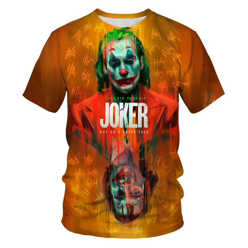 2021New t-shirt men's hip-hop clown print short-sleeved soft material milk silk fabric men and women clothing | Мужская одежда
