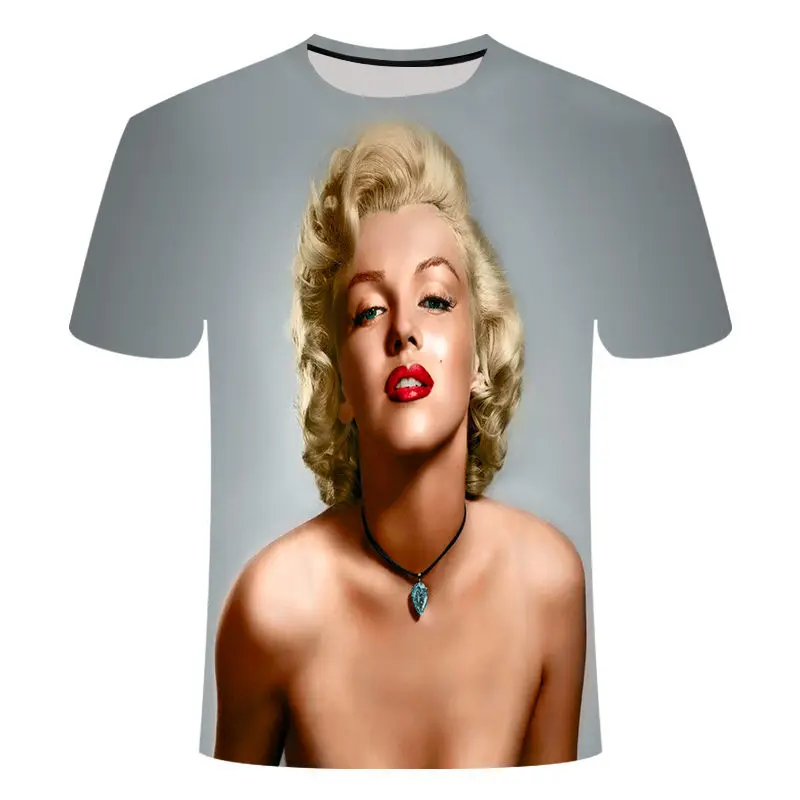 

Hot Sale 3D Printing Cool Marilyn Monroe Print Top 2021 Summer T-Shirt Sexy Ladies Men's T-shirt Camping Breathable