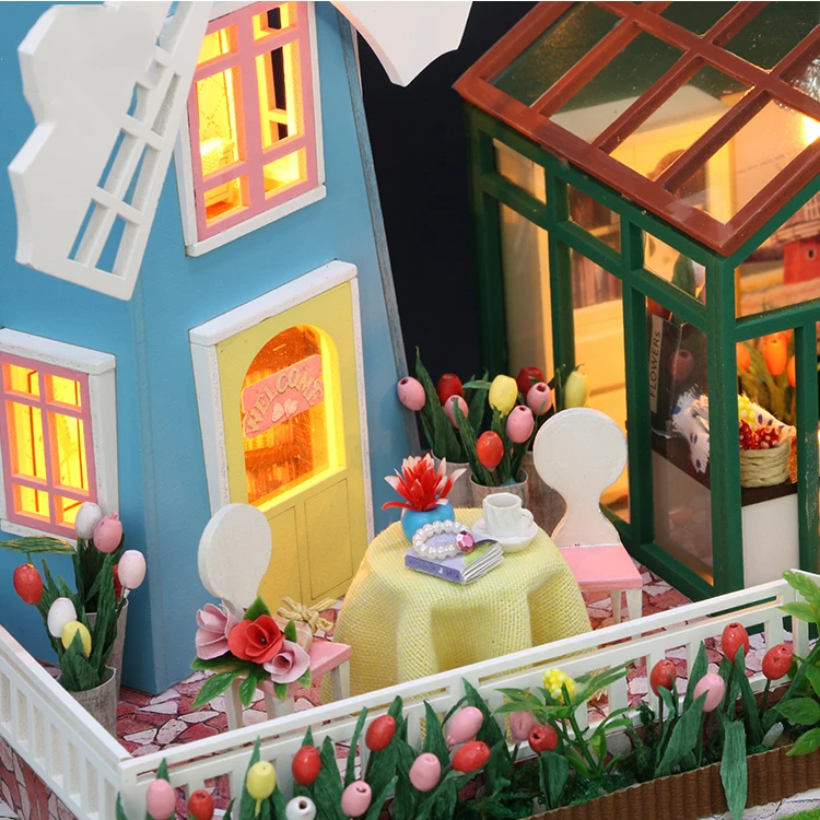 С музыкальной коробкой кукольный домик Diy Миниатюрный 3D Деревянный миниатюрный