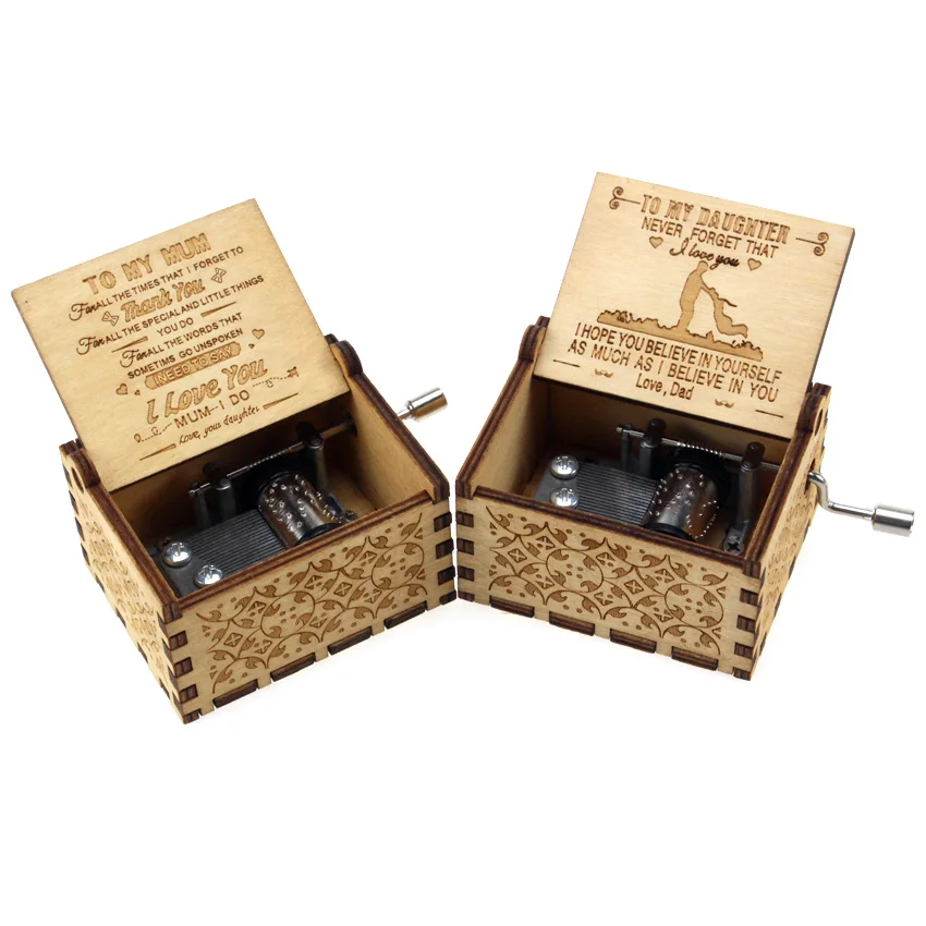 

Antique Carved Wooden Music Box My Sunshine Love Dad Love Mom Christmas Gift Send mom Birthday Gift Party Coffin Anonymous Decor