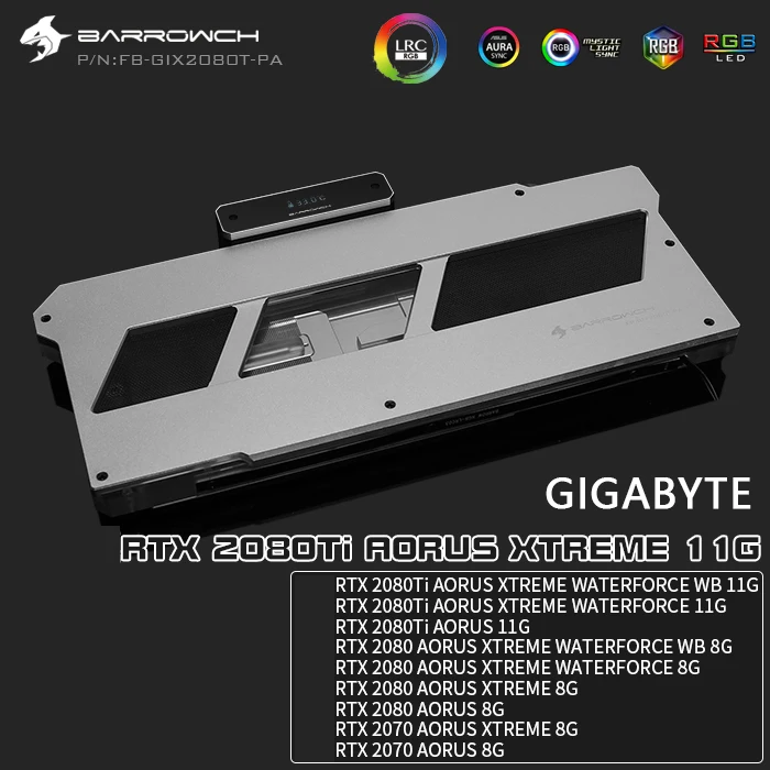 Водяной блок Barrowch для GIGABYTE RTX2080Ti AORUS XTREME 11 г/WATERFORCE WB 8 г/полноразмерный GPU/5 В 3PIN