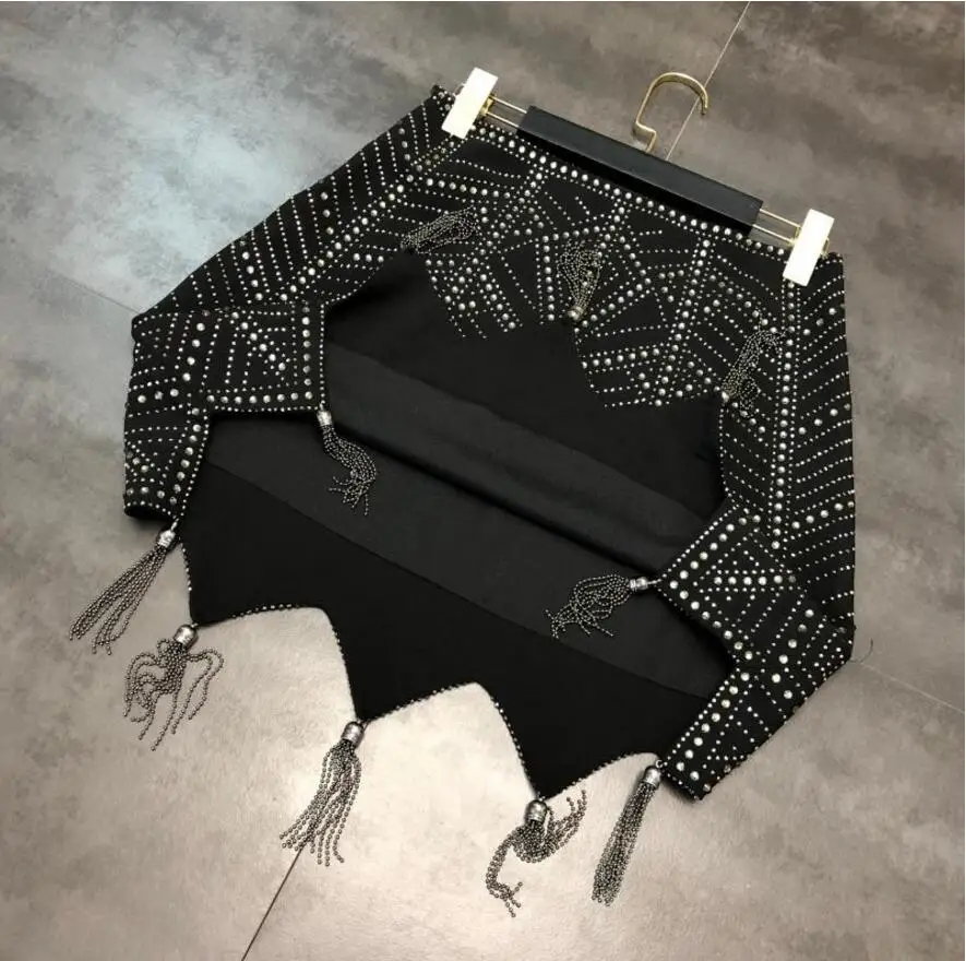 Осень зима 2019 новинка юбка знаменитостей с ромбовидным узором популярная