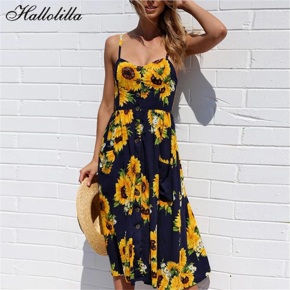 Фирменное платье в богемном стиле с цветочным принтом от Hallolilla винтажные