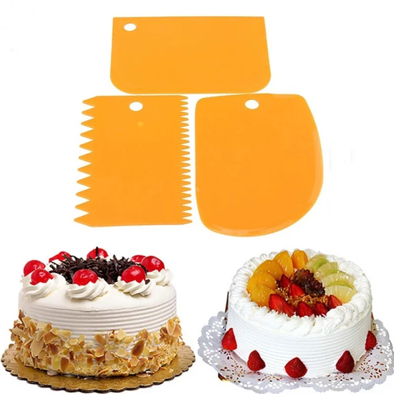 

3Pcs/Set Plastic Cake Cutting Scraper Set Cake Decorating Tools Bakeware Scraper Cake Cut Knife Scrape Knife for Kitchen.