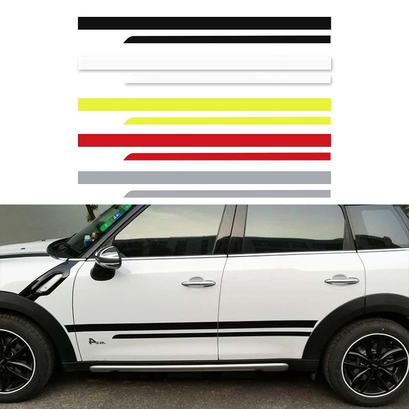 KJAUTOMAX для Mini Cooper R50 R53 R55 R56 R60 F55 F56 боковые гоночные полосы черные белые серебряные