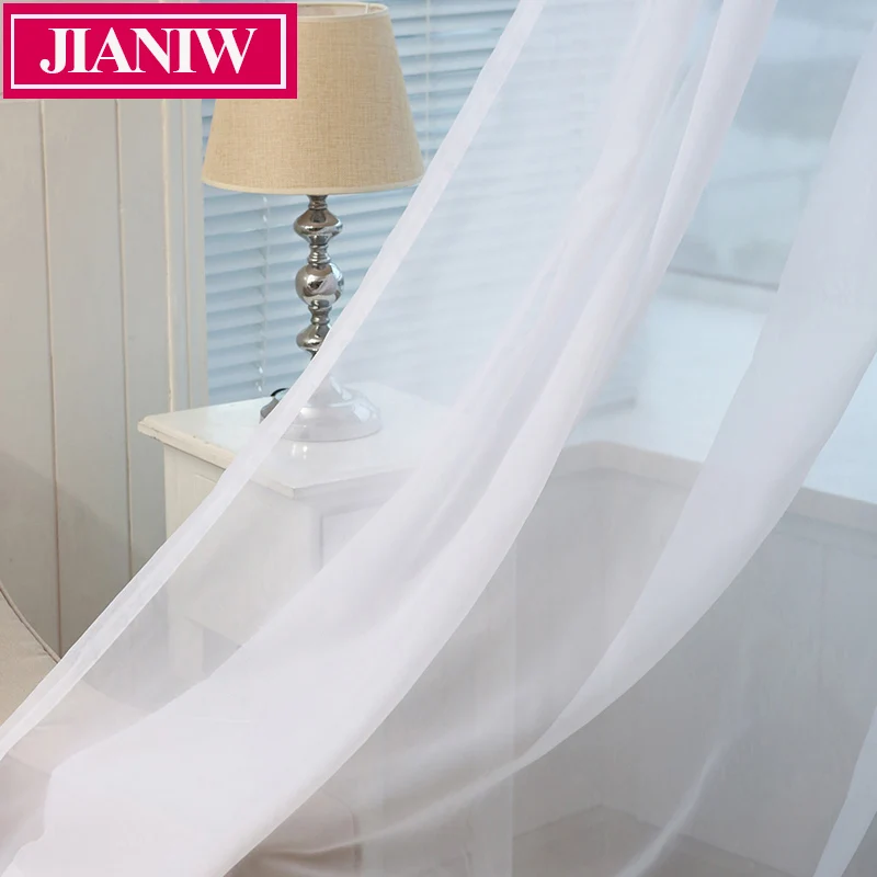 

JIANIW Cheap White Semi Sheer Curtains Window Elegance Drape Panels Voile Gordijnen Tulle Treatment for Bedroom Living Room