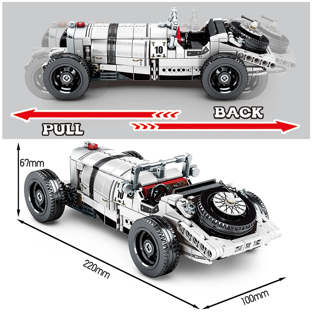 562 шт. Mini Roadster создатель винтажные строительные блоки город вытяните назад