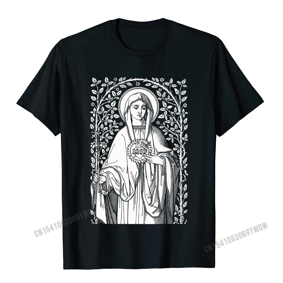 

Vintage Virgin Mary Immaculate Heart Catholic Premium T-Shirt Camisas Men Latest Men T Shirt Casual Top T-Shirts Cotton Gift