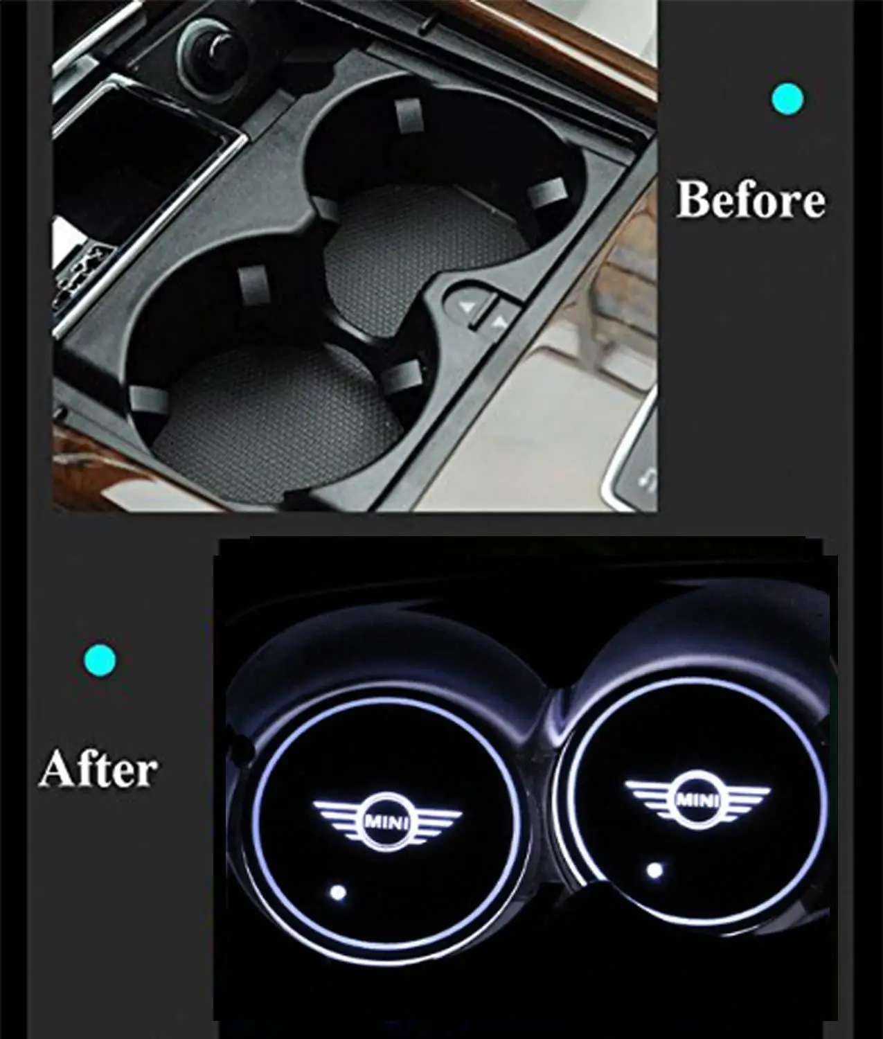 2X светодиодный автомобильный светильник с логотипом автомобиля для чашки UBS