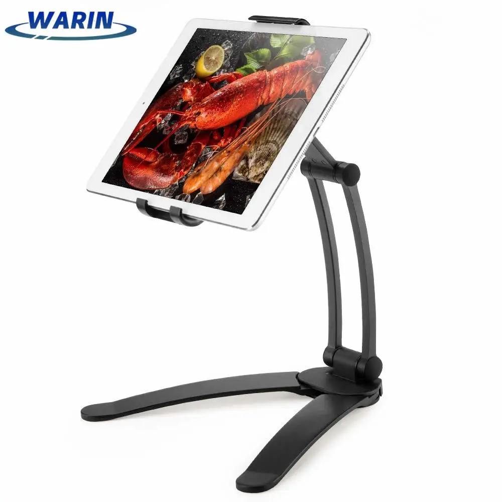 

2-in-1 Kitchen Tablet Stand Desktop Mount for Recipe Adjustable 360 Rotating Tablet Holder Stand Fits 5 to 10.5 Inch Tablet