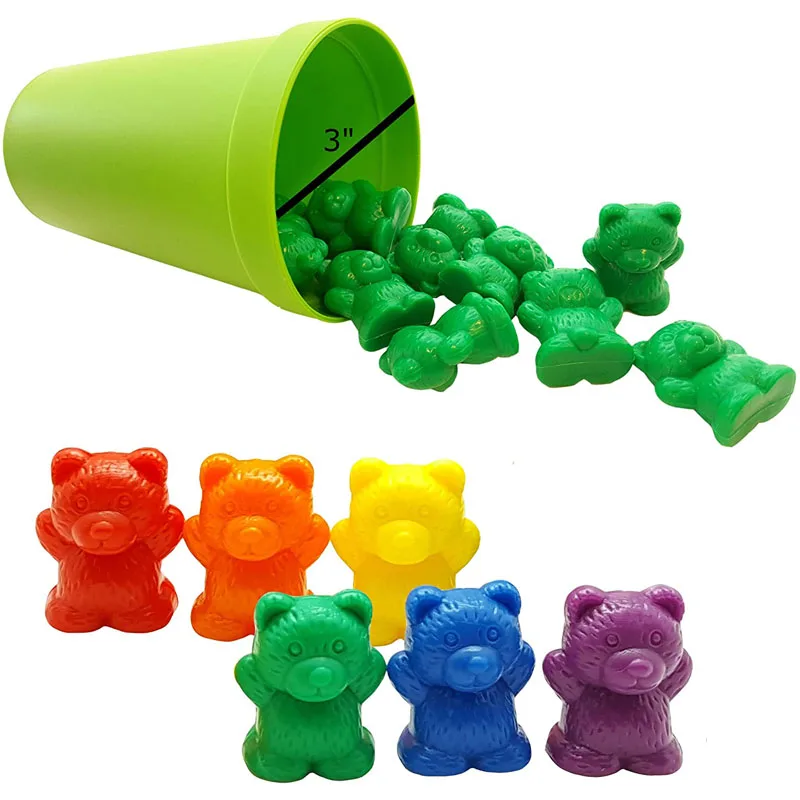

Jumbo Counting Bears with Stacking Cups Sorting Rainbow Match Montessori Educational Toy Cognition Game Sort Sensory Kids Toys