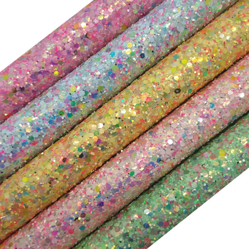 Пастельные цвета Смешанные розовые блестящие листы из искусственной кожи