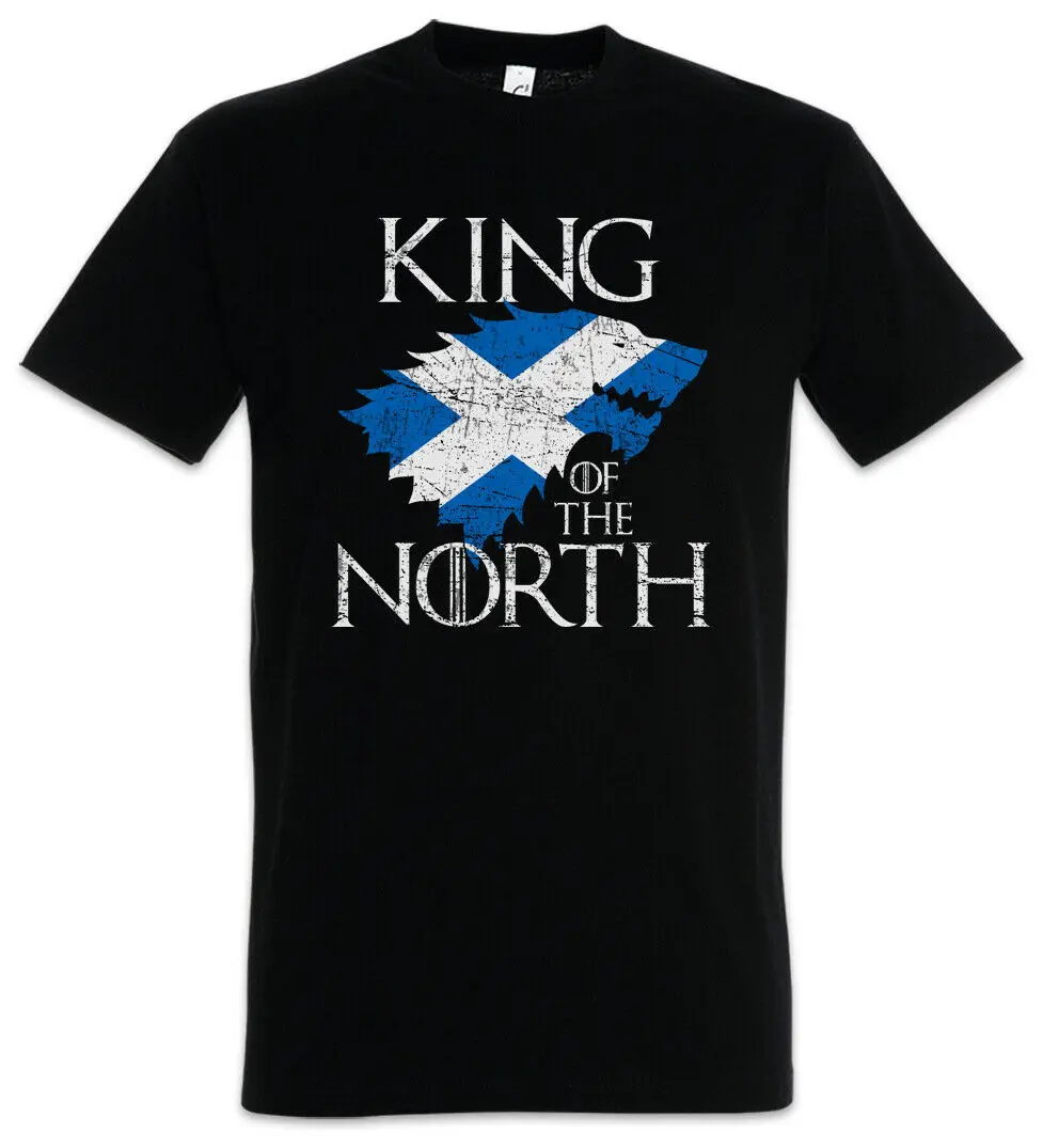 

King In The North. Funny Design Scottish Flag Wolf Mens T-Shirt. Summer Cotton Short Sleeve O-Neck Unisex T Shirt New S-3XL