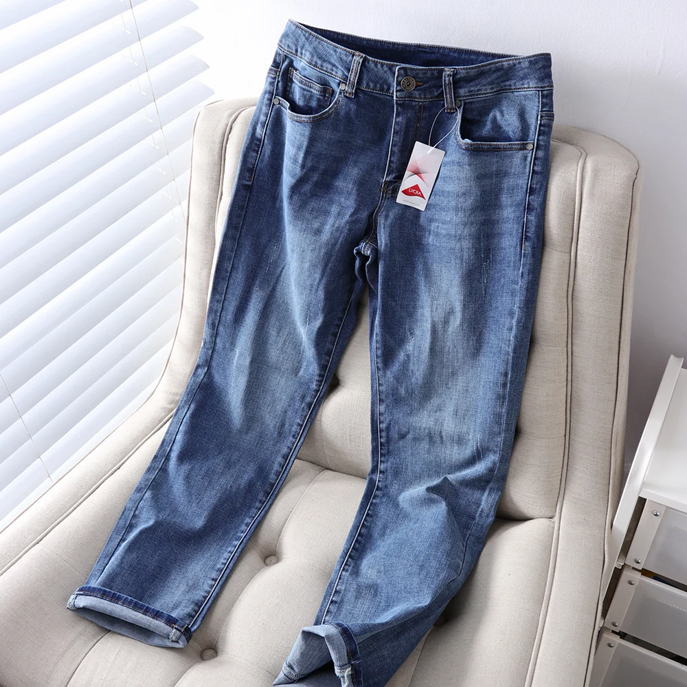 Из чистого хлопка эластичная синие прямые мужские джинсы traff-стиль za 2021 для