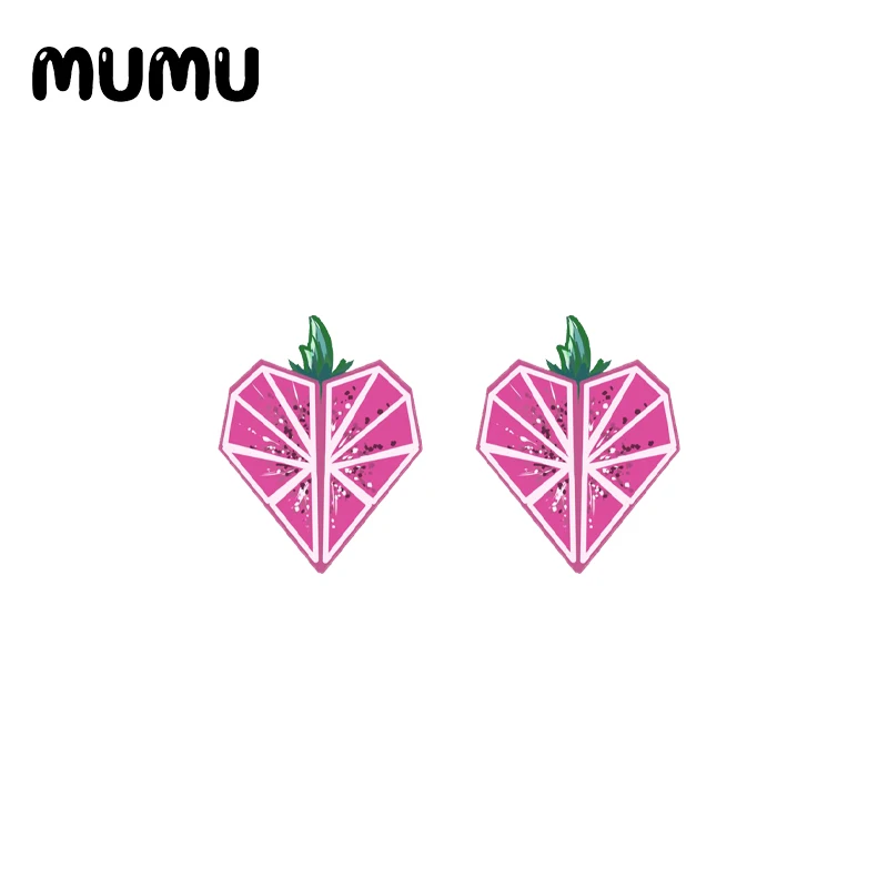 2021 новый розовый (питайя) сережки-гвоздики эпоксидные украшения фрукты смолы