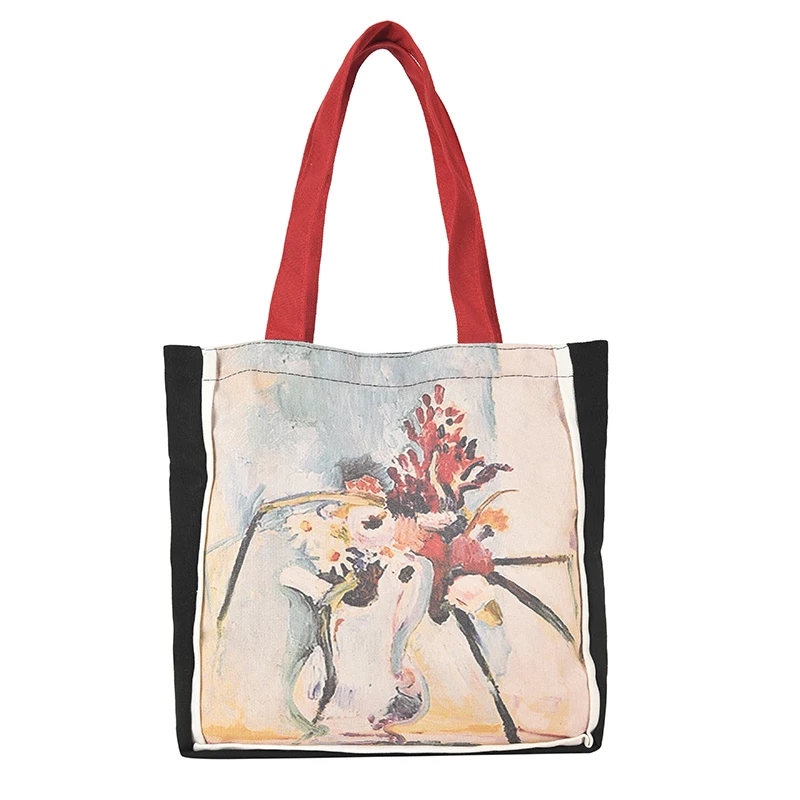

2021 New Fashion Oil Painting Canvas Bag Ins Shoulder Bag Handbag Underarm Bag Western Style Tote Bag