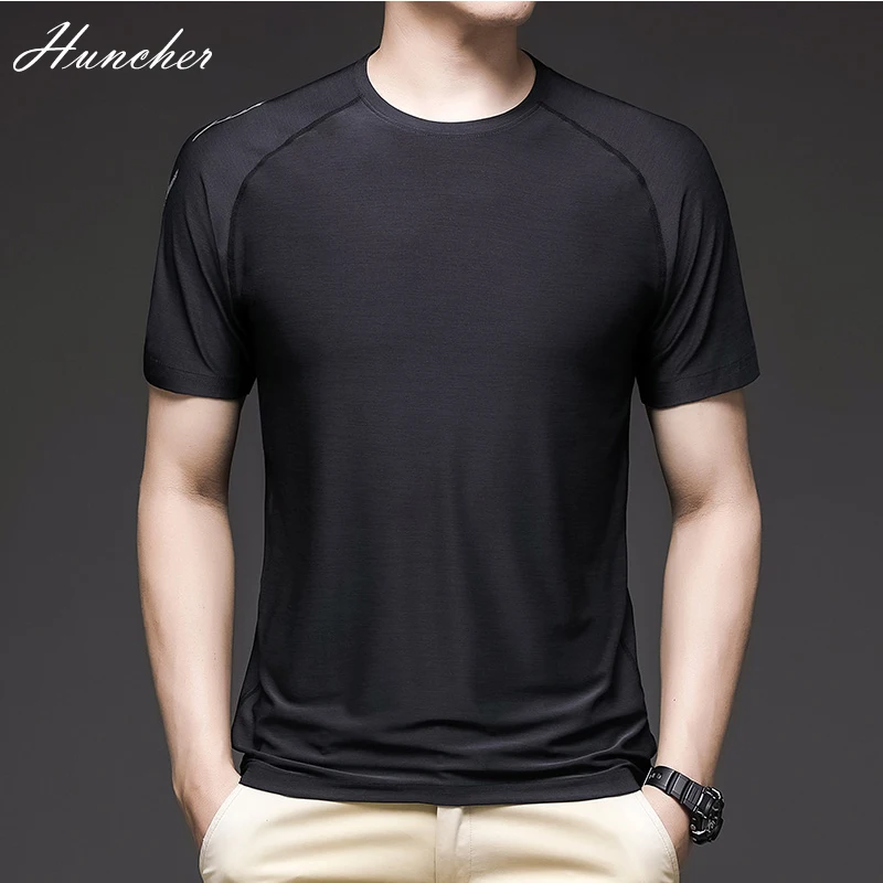 Huncher Мужская футболка 2021 Летняя мода ледяные шелковые футболки одежда для бега