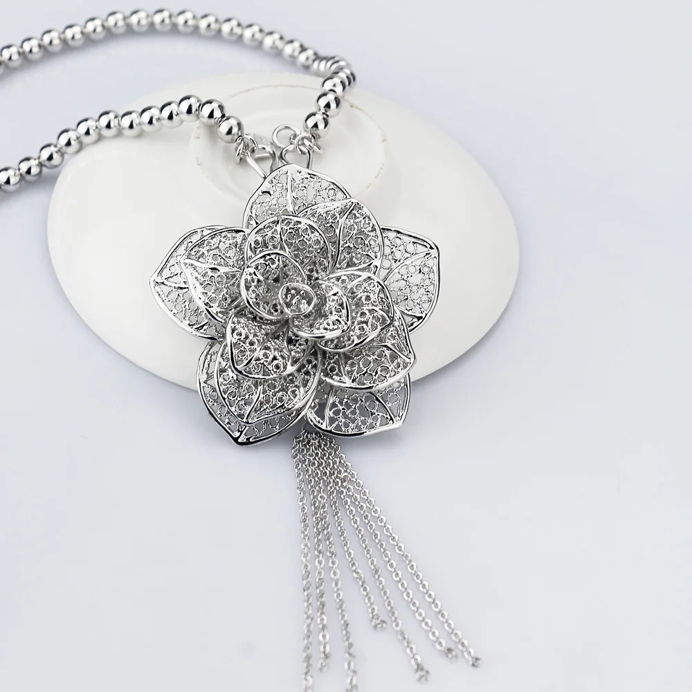 Богемное винтажное длинное ожерелье с подвеской в виде цветка для женщин новые