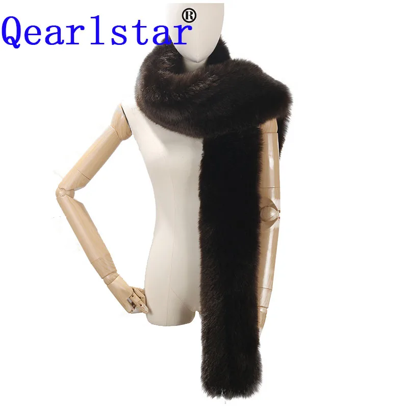 Qearlstar длинный воротник из искусственного меха шарф женская зимняя накидка енота
