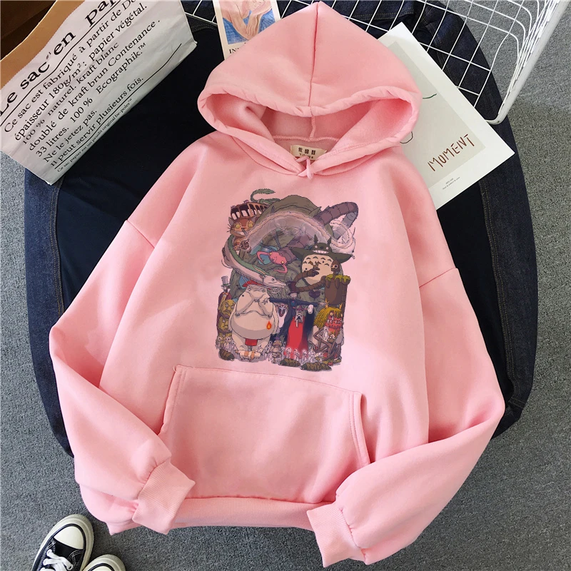 Totoro Studio Ghibli Kawaii толстовки Harajuku Забавный аниме для женщин мультфильм толстовка Ullzang 90s мода толстовка Графический Женский милый - Цвет: 17