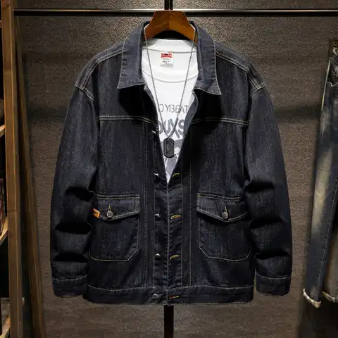 Мужская джинсовая куртка в стиле оверсайз, модная Свободная джинсовая куртка в ретро стиле, осень, 5XL 6XL 7XL