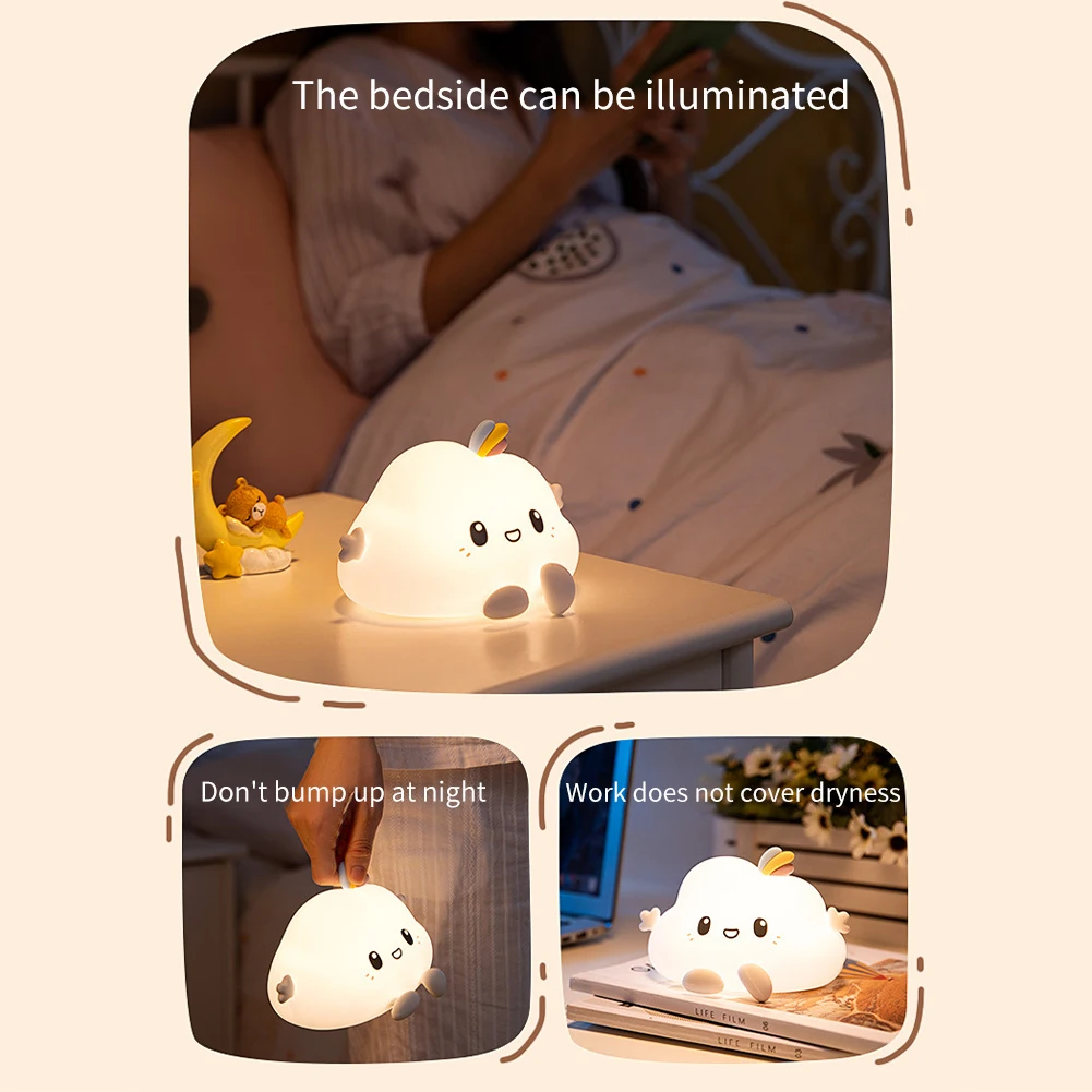 

Portable USB Rechargeable Cute Cloud Silicone Remote Control LED Night Light Bedside Baby Kids Room Gift Nursery Bedroom