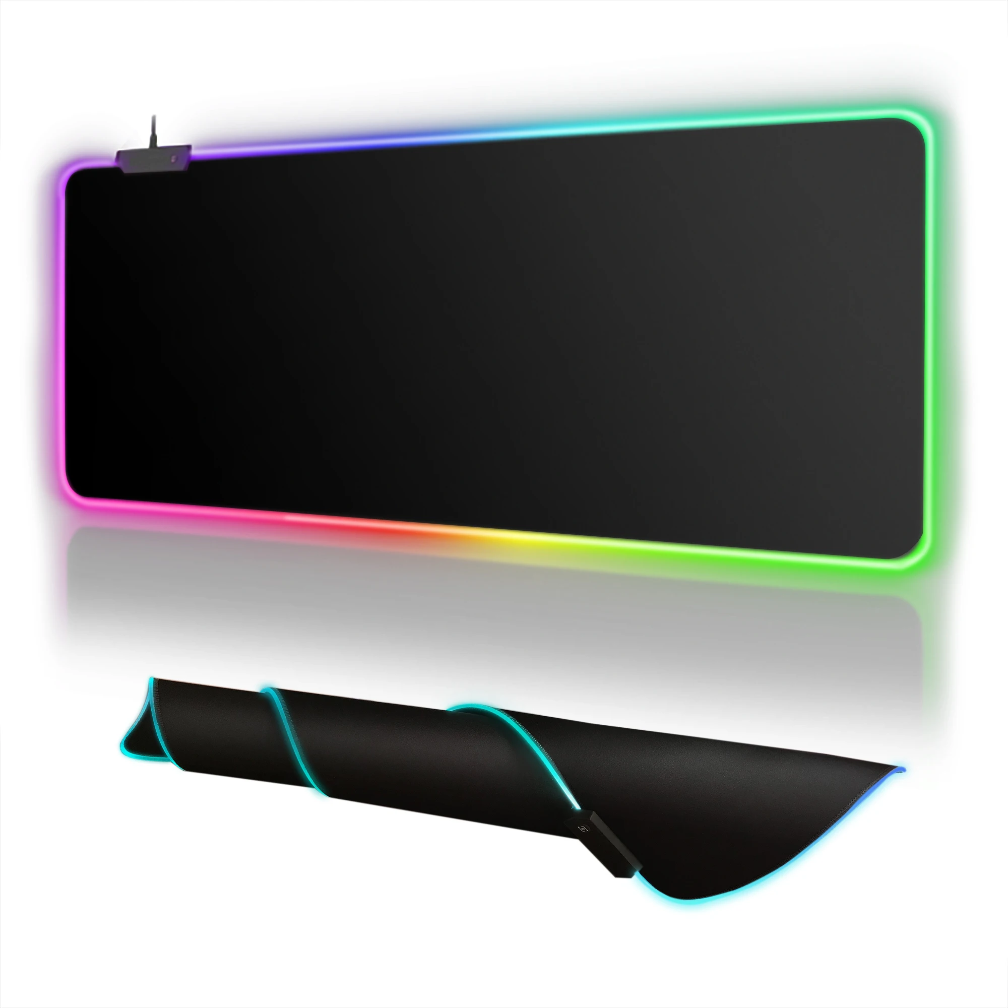 All black RGB Non-Slip Gaming Mousepad For PC Laptop Gamer, Large/Medium/Small Keyboard Carpet Mat Mouse Pad Rubber Table Rug