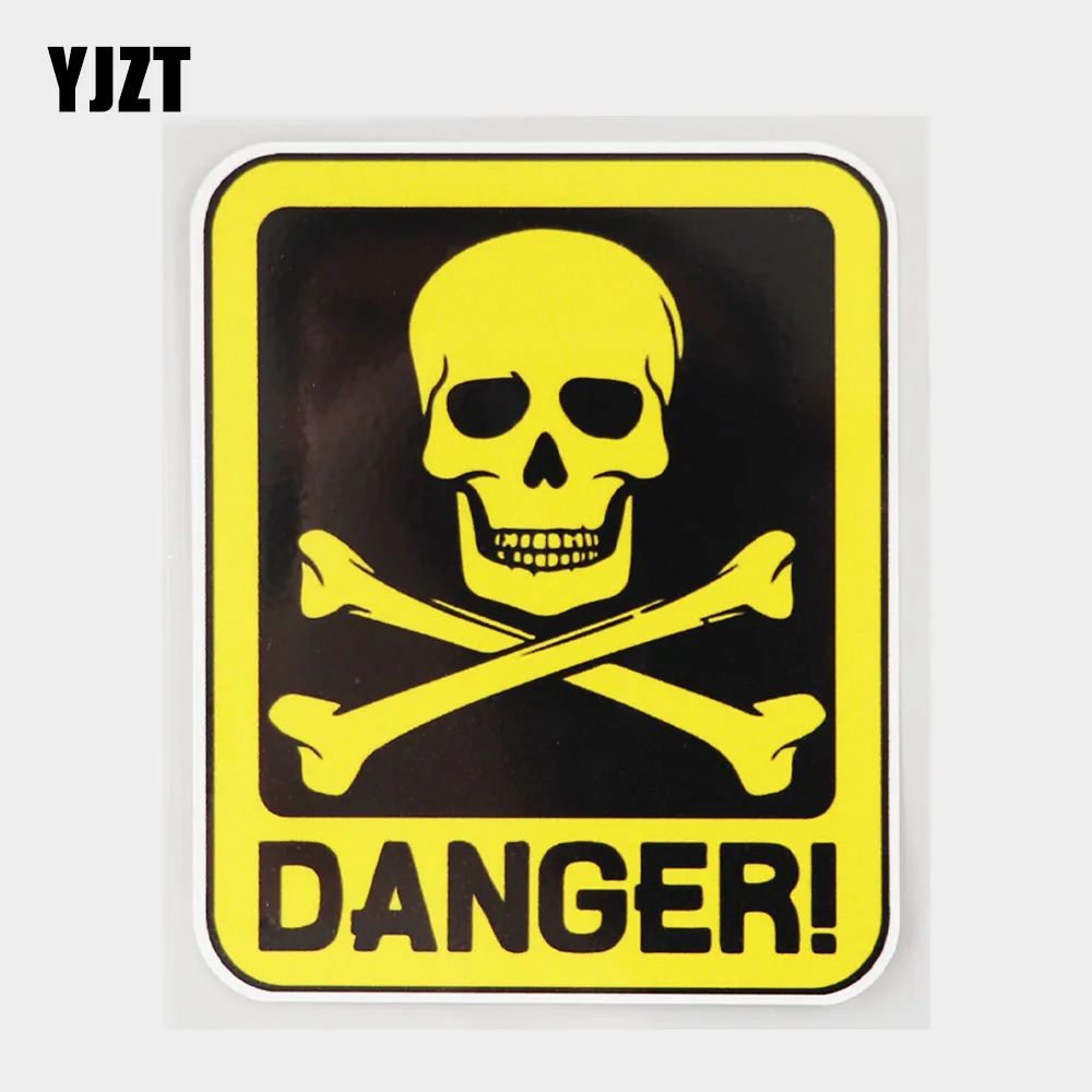 

YJZT 10.7CM×12.9CM Danger Sign With Skull Symbol PVC Car Sticker Decal 12C-0802