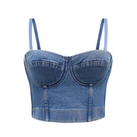 crop top women tank 2020 summer top cropped woman clothes sexy camis push up denim bra clothing backless bustier party club vest