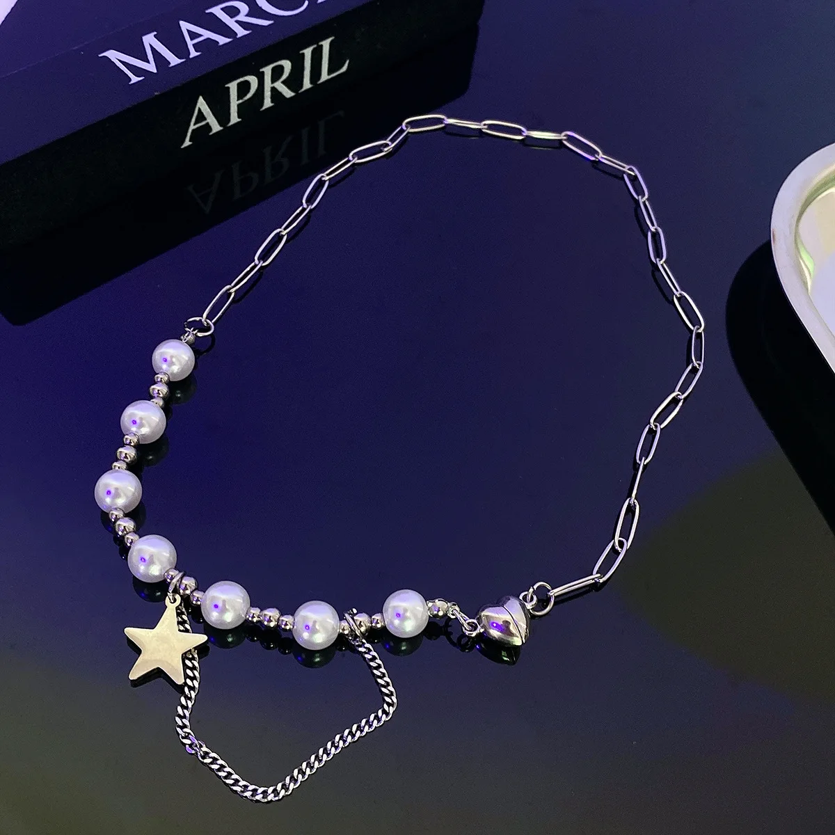 

Korean Fashion Fairy Star Tassel Pendant Necklaces for Women Party Club Jewelry Female Vintage Heart Pearl Strand Chains Choker