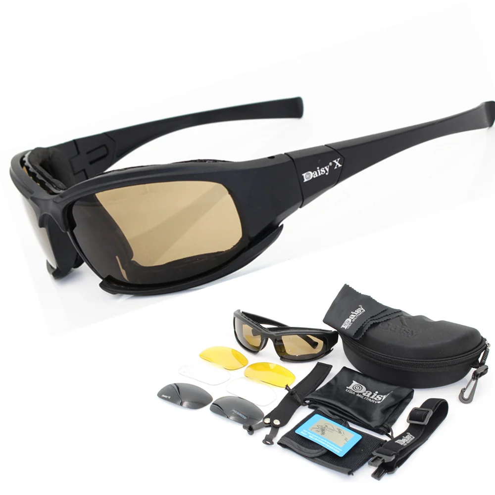

Daisy Motorcycle Glasses Military Goggles Bullet-proof Army Polarized Cycling Sunglasses Hunting Airsoft Eyewear X7 C6