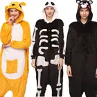 Зимняя пижама в виде животных, Стич, паук, одежда для сна, Розовый Единорог, наборы Кигуруми для женщин и мужчин, унисекс, фланелевая Ночная рубашка в виде панды для взрослых