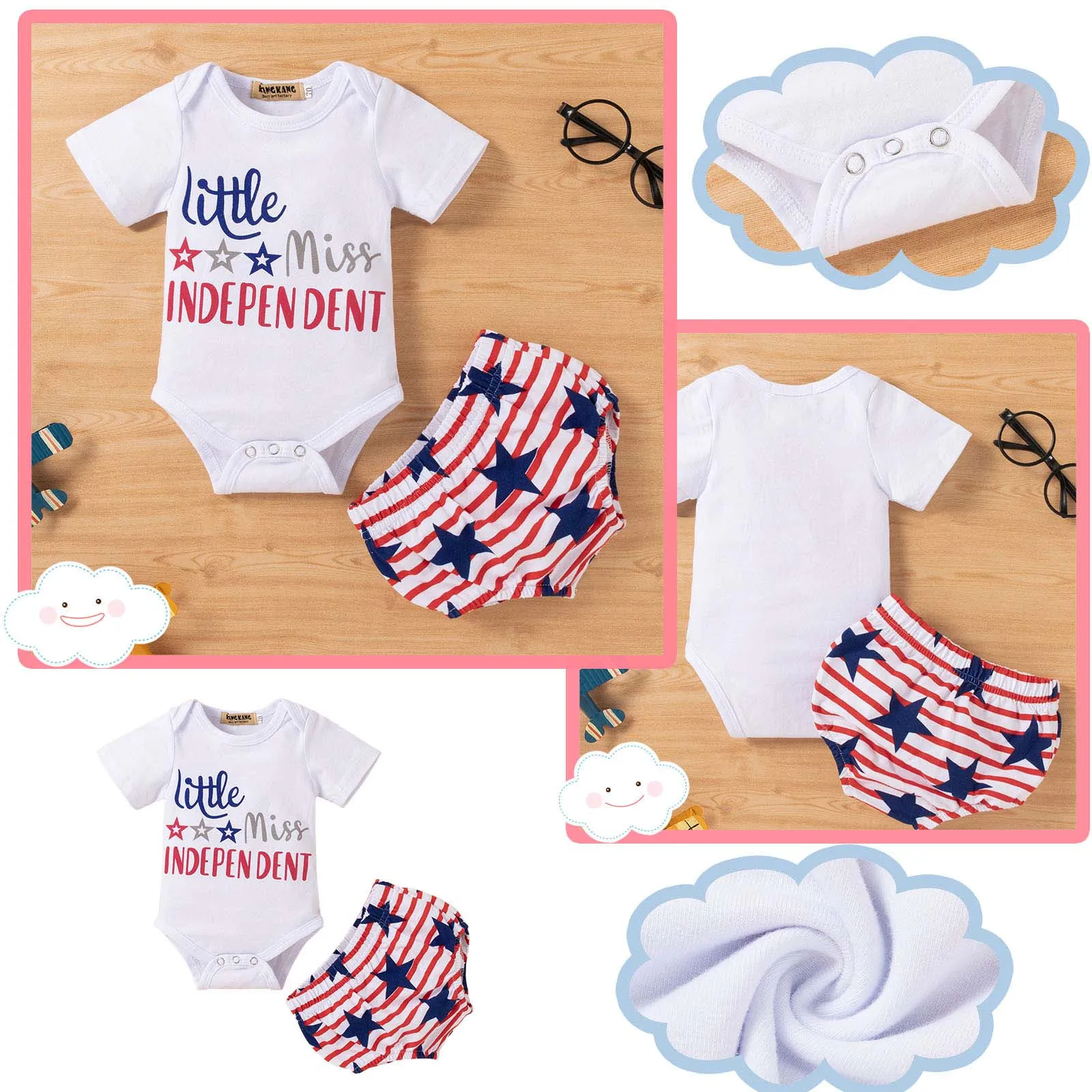 

New Toddler Kids Baby Clothes Summer Independence Day Short-sleeved Romper Baby Bodysuit Clothes Set одежда для новоѬождëн