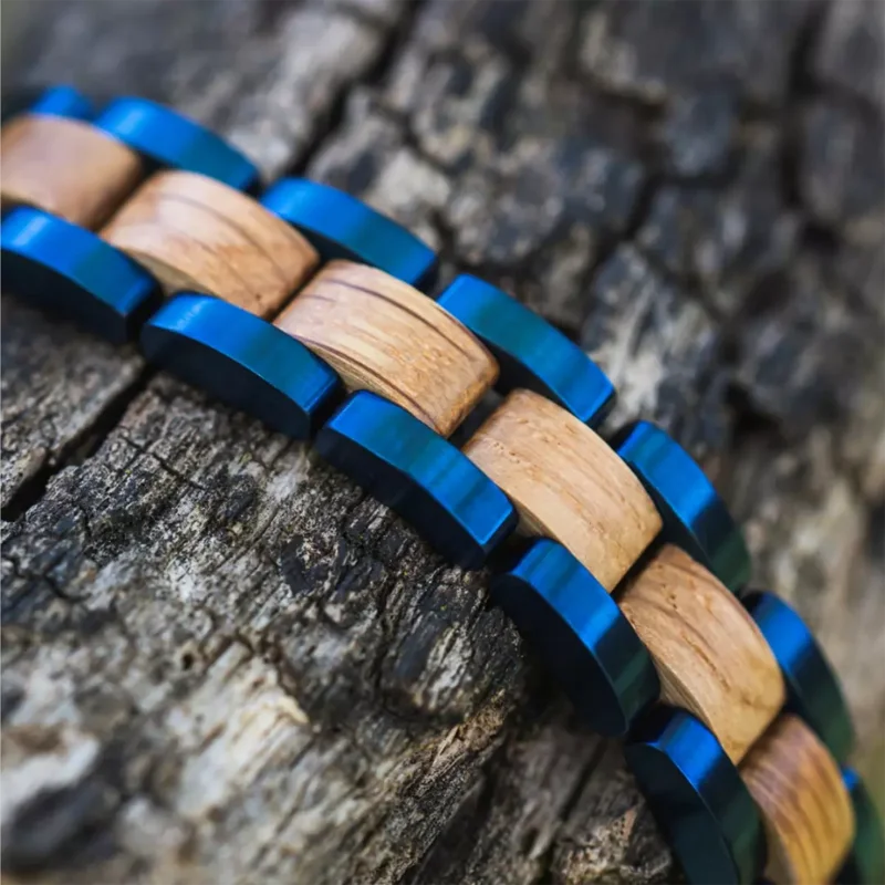 9mm Men Women Bracelet Stainless Steel Luxury Brand Charm Metal Oak Wood Blue Bandlets Element Factory Price | Украшения и