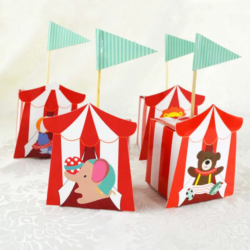 

50pcs Party Favor Paper Boxes for Birthday Party Kids Supplies Animals Gift Boxs Circus Animal Favor Candy Boxes