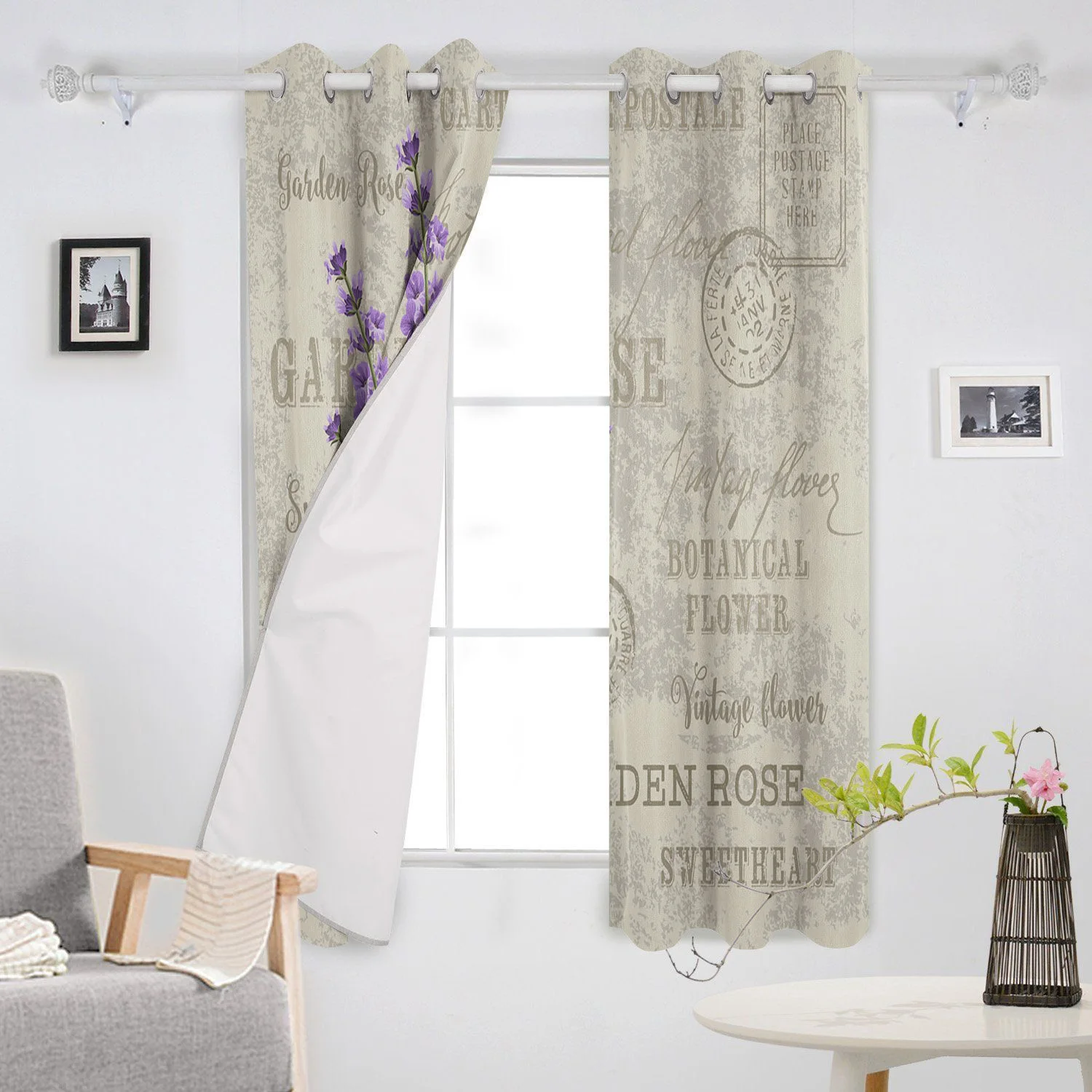 Лавандовые фиолетовые цветы ретро Гостиная Шторы s цветочный Рисунок для детей