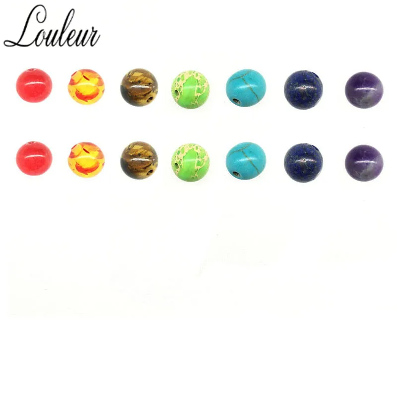 14 Pcs beads 7 Чакра 8 мм бусины из натурального камня круглый Браслет тигровый глаз амулеты свободные разделительные бусины для рукоделия материалы для изготовления ювелирных изделий ручной работы - Цвет: 14 Pcs beads
