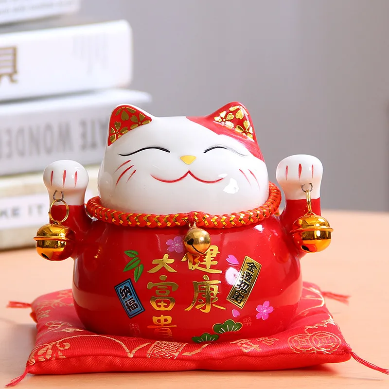 6 цветов 4,5 дюймов Maneki Neko фарфор Lucky Cat домашний декор копилка украшения Фортуна милый кот Копилка фэн шуй ремесло