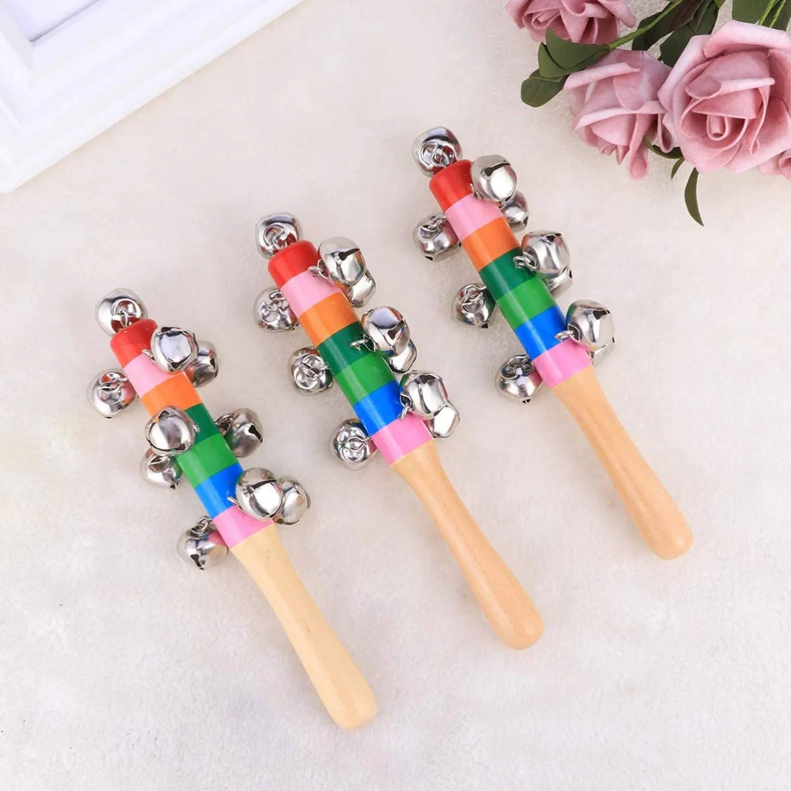 

3pcs Kids Christmas Hand Jingle Bells Hand Sleigh Bells Decoration Bells Musical Instrument Christmas Decorations Navidad Gifts#
