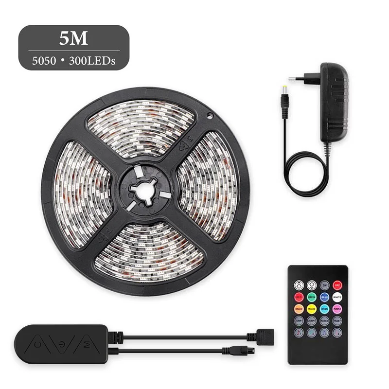 SMD5050 2835 DC12V Светодиодный светильник гибкая лента RGB полоса водонепроницаемый светодиодный светильник 5 м Bluetooth APP контроллер адаптер Комплект - Испускаемый цвет: 5050 5M 300LEDs