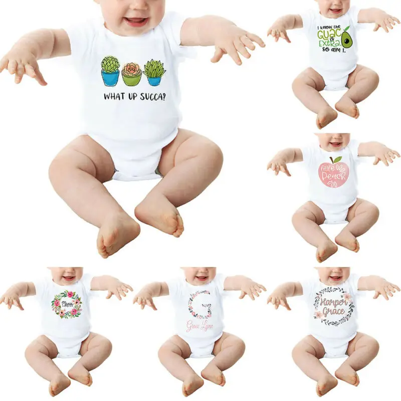 

Short Sleeve Basic Jumpsuit Newborn Baby Print Summer Romper Kids One Piece Casual Playsuit
