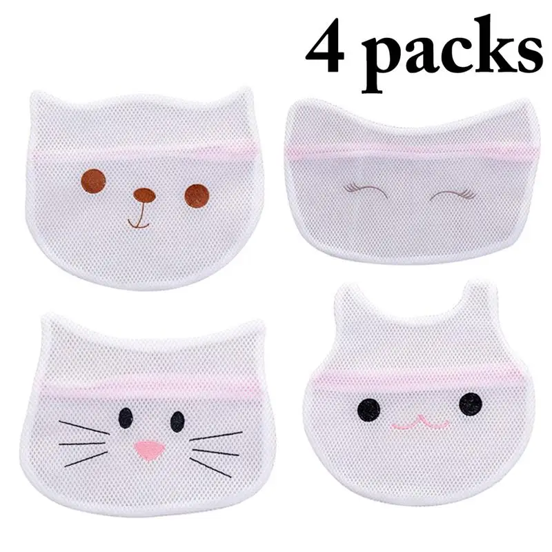 

4PCS Mesh Laundry Bag Cute Thick Heavy Duty Protective Mesh Wash Bag Zipper Wash Bag Clothes Washing Machine laundry wash bags