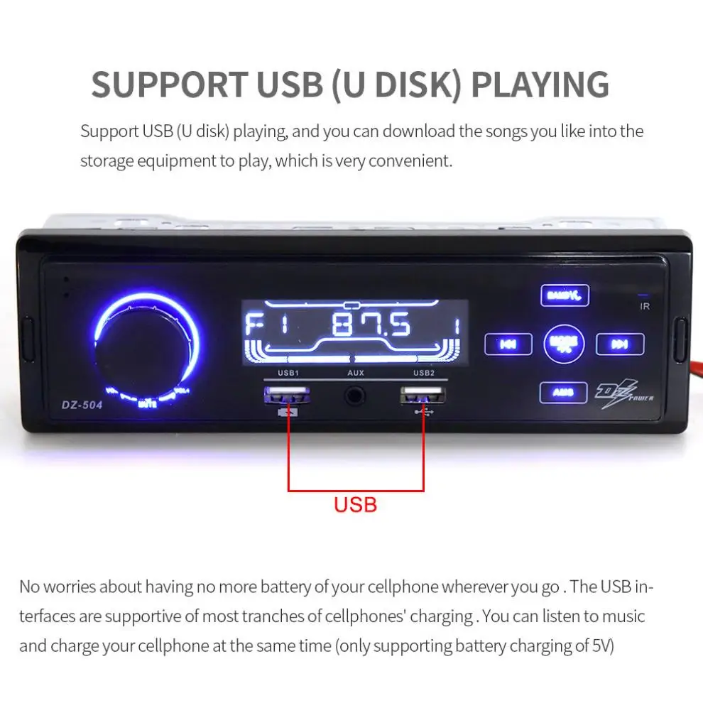 12 В Bluetooth Сенсорный экран автомобиля Радио MP3 плеер стерео аудио в тире Aux вход