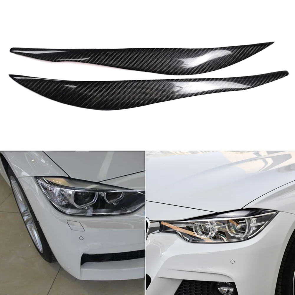

VODOOL Headlight Eyelids Decoration Hard Carbon Fiber Eyebrow Headlight Trim Eyelids Stickers for BMW F30 3 Series 2013-2015