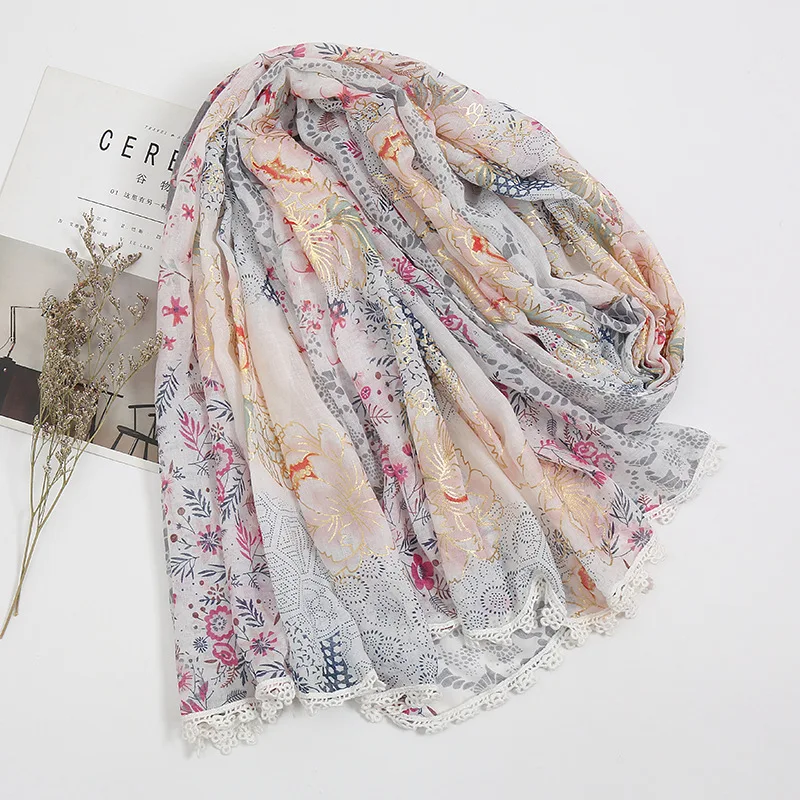 

2021 New Bohemian All-match Thin Cotton and Linen Hand-feel Floral Shawl Soft Sunscreen Scarf