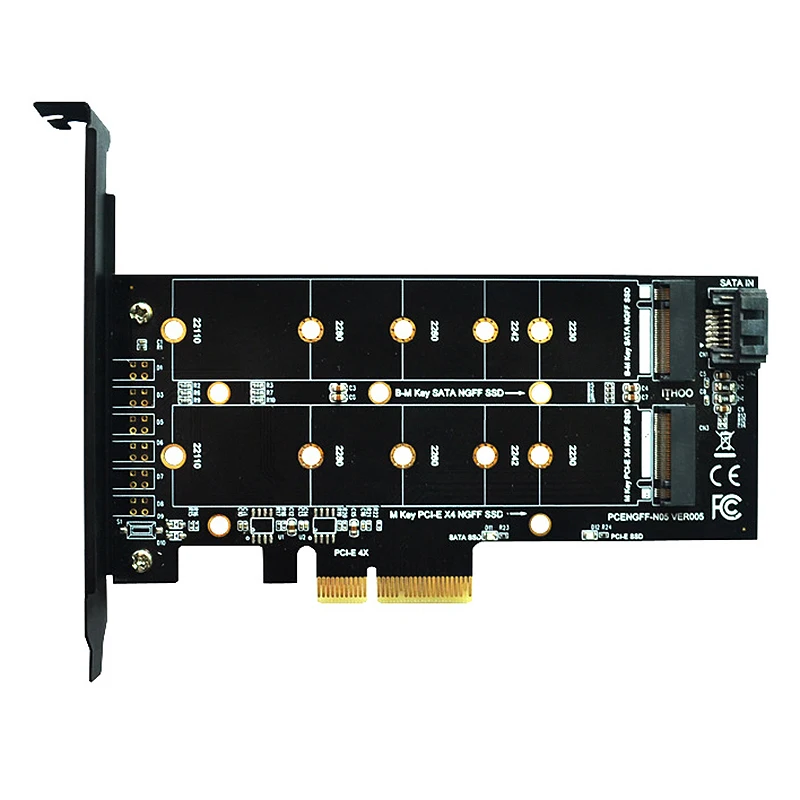 

M.2 NVMe SSD NGFF to PCIE X4 Adapter Card M Key-B Dual Interface Expansion Card Supports 20110 SSD